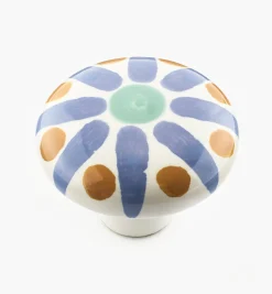 Lee Valley Blue Sunburst Painted Ceramic Knobs