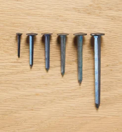 Lee Valley Blued Steel Diamond-Head Forged Nails From Clouterie Rivierre, 140 Assorted Pieces