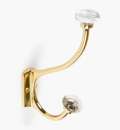 Lee Valley Brass Coat Hook With Crystal Knobs