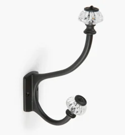 Lee Valley Brass Coat Hook With Victorian Crystal Knobs