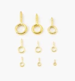 Lee Valley Brass-Plated Screw Eyes