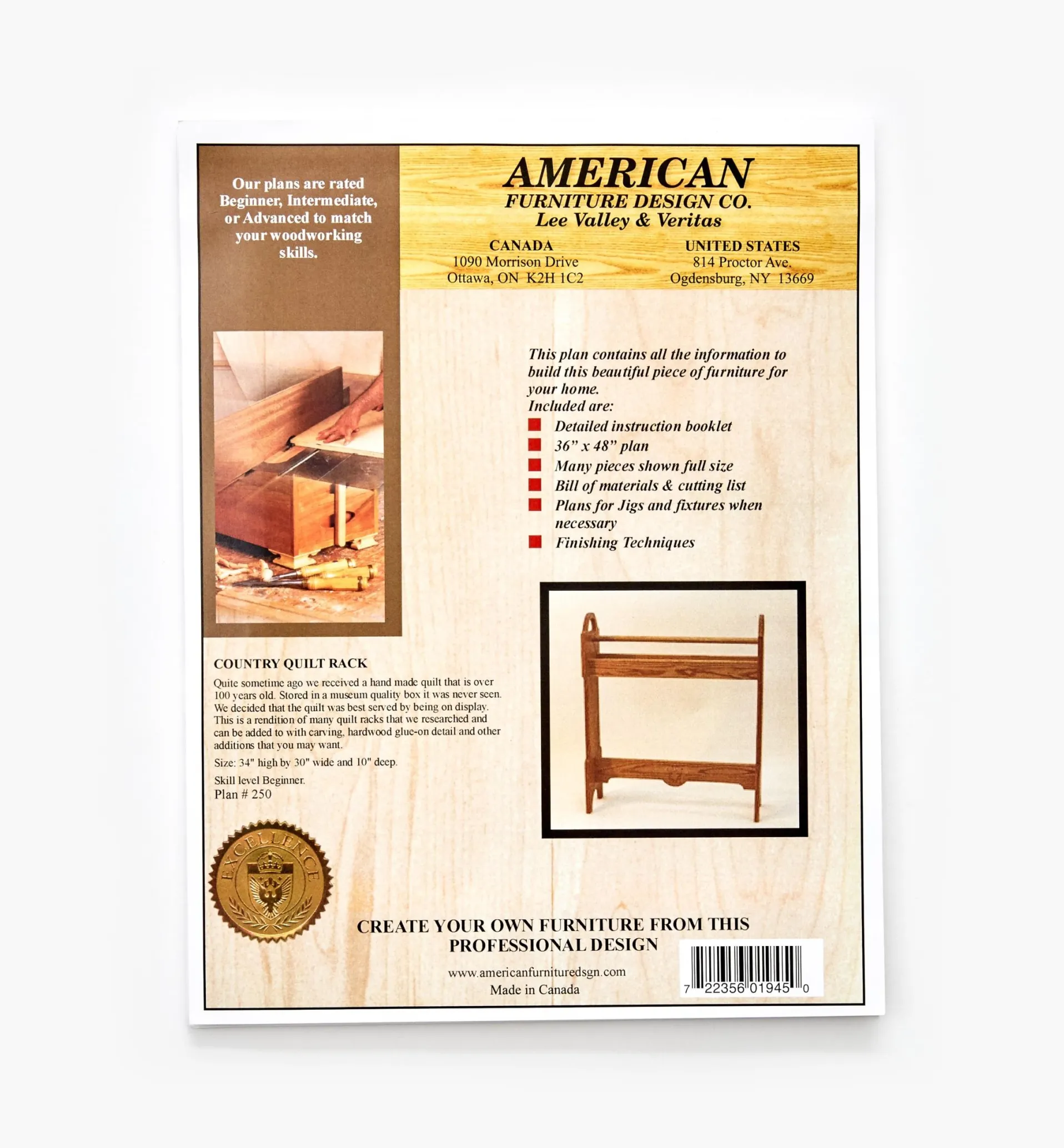 Lee Valley Country Quilt Rack Plan