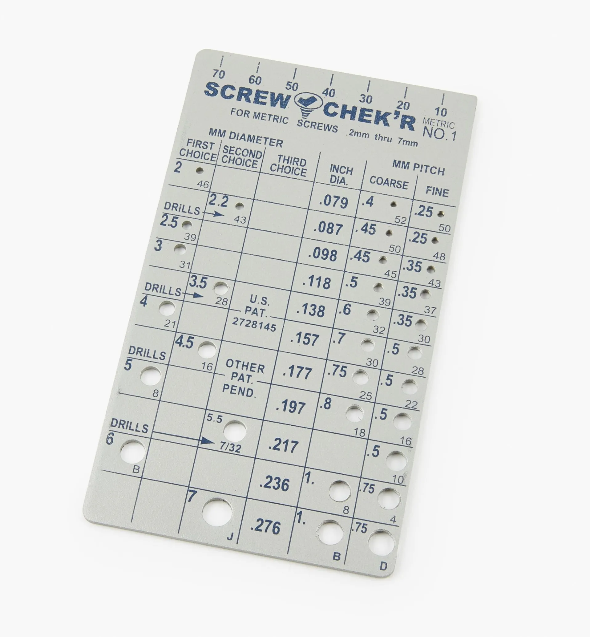 Lee Valley Machine Screw Gauge