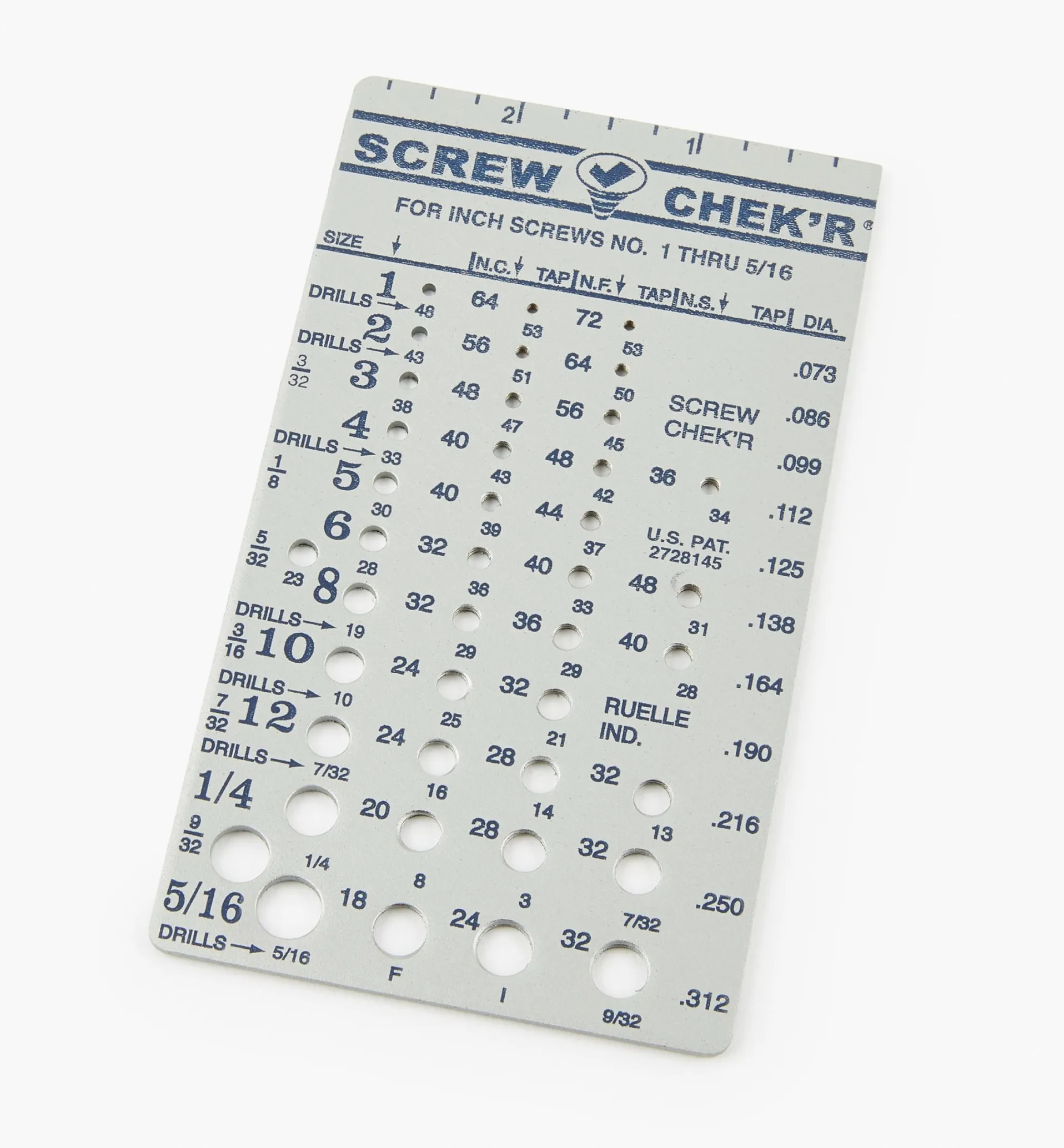 Lee Valley Machine Screw Gauge