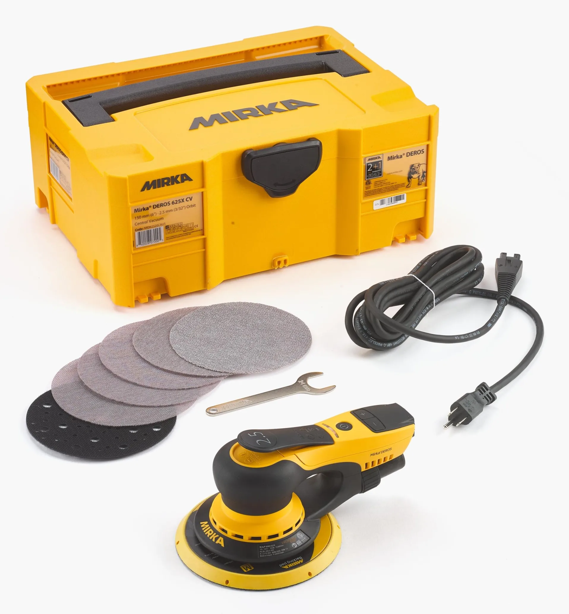 Lee Valley Mirka DEROS 6" Random-Orbit Electric Sander, 2.5mm Orbit, With Systainer Case