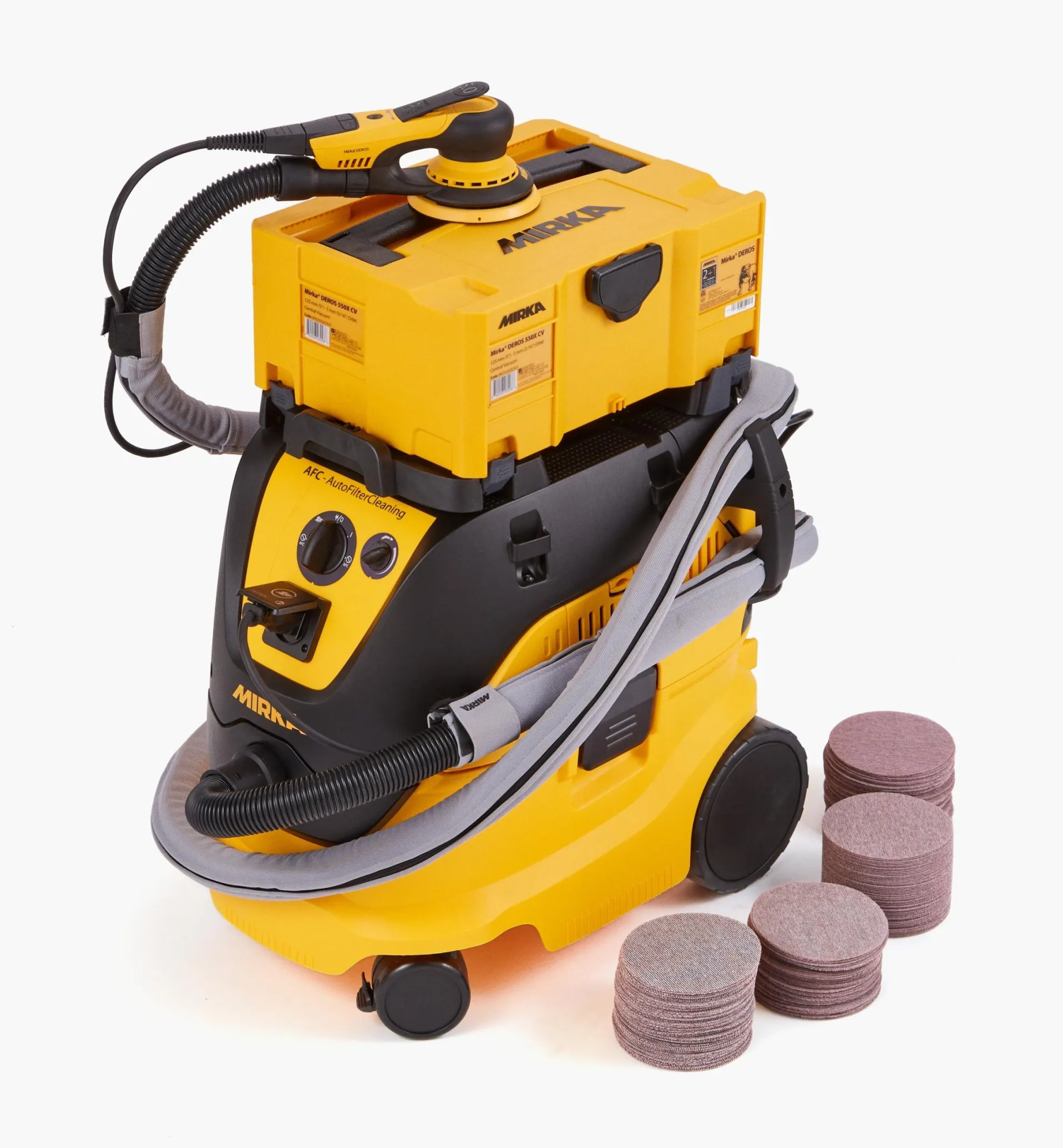 Lee Valley Mirka DEROS 5"/5mm Electric Sander & Dust Collector Kits