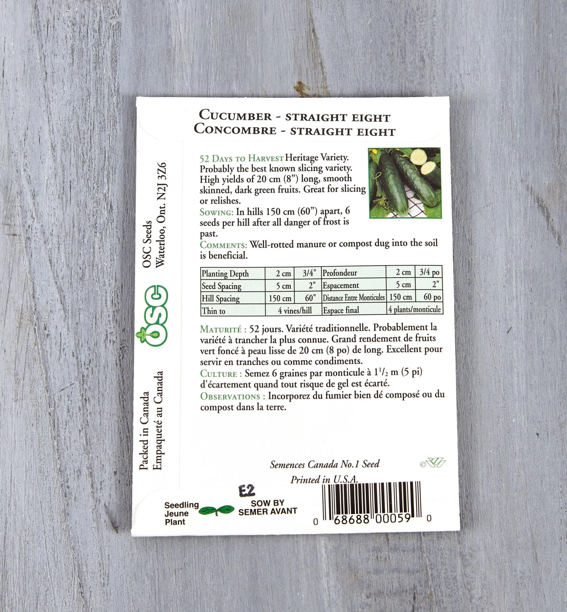 Lee Valley OSC Cucumber Seed Packets