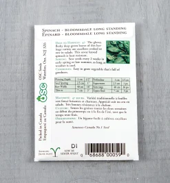 Lee Valley OSC Spinach Seed Packet