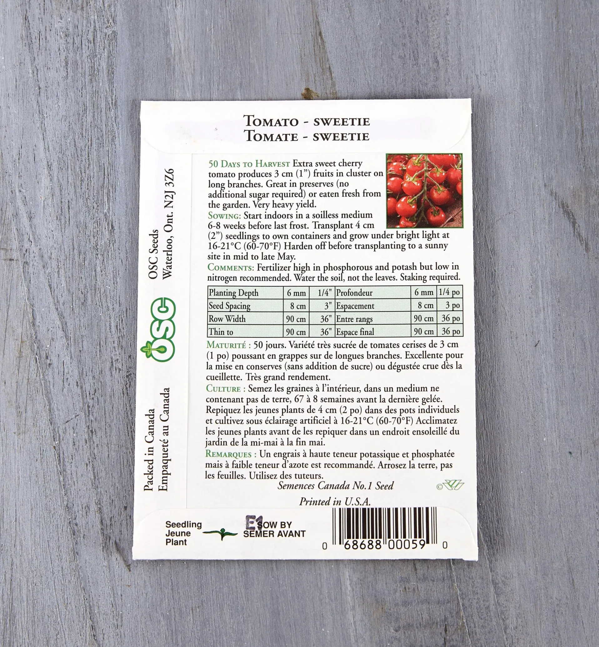 Lee Valley OSC Tomato Seed Packets