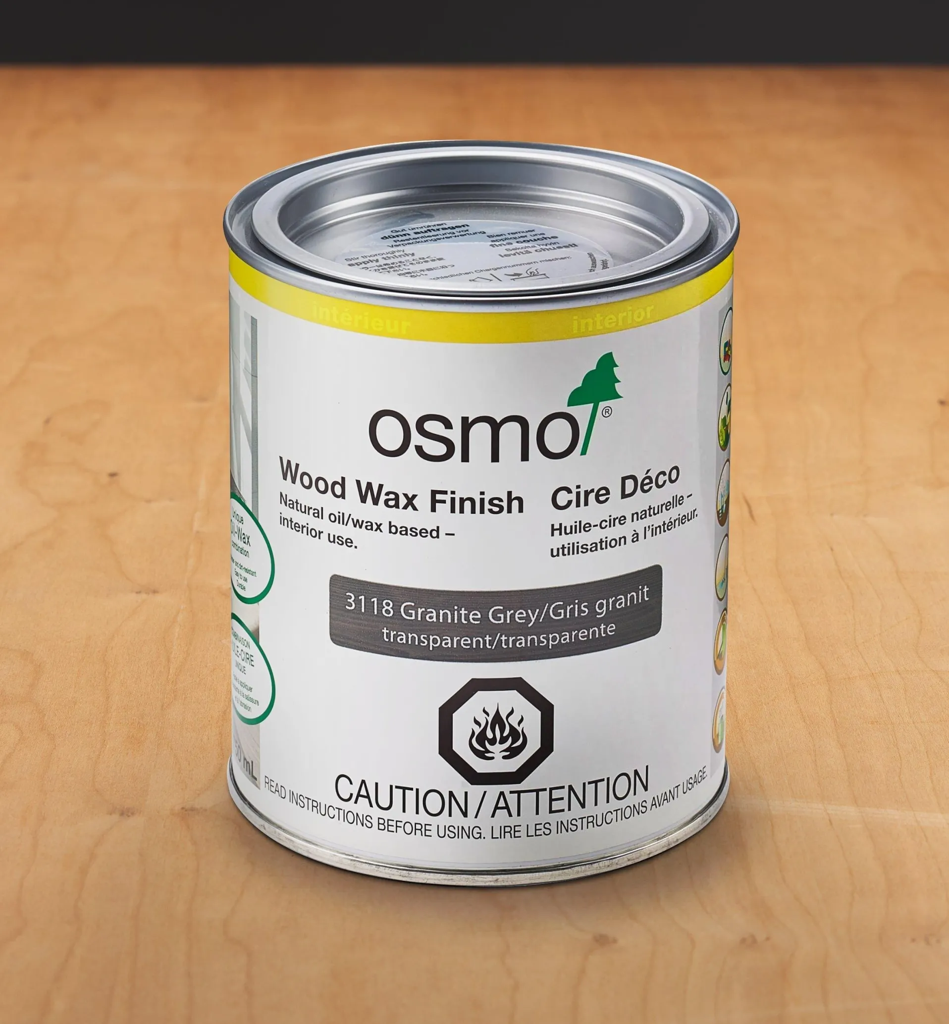 Lee Valley Osmo Granite Gray Wood Wax Finish