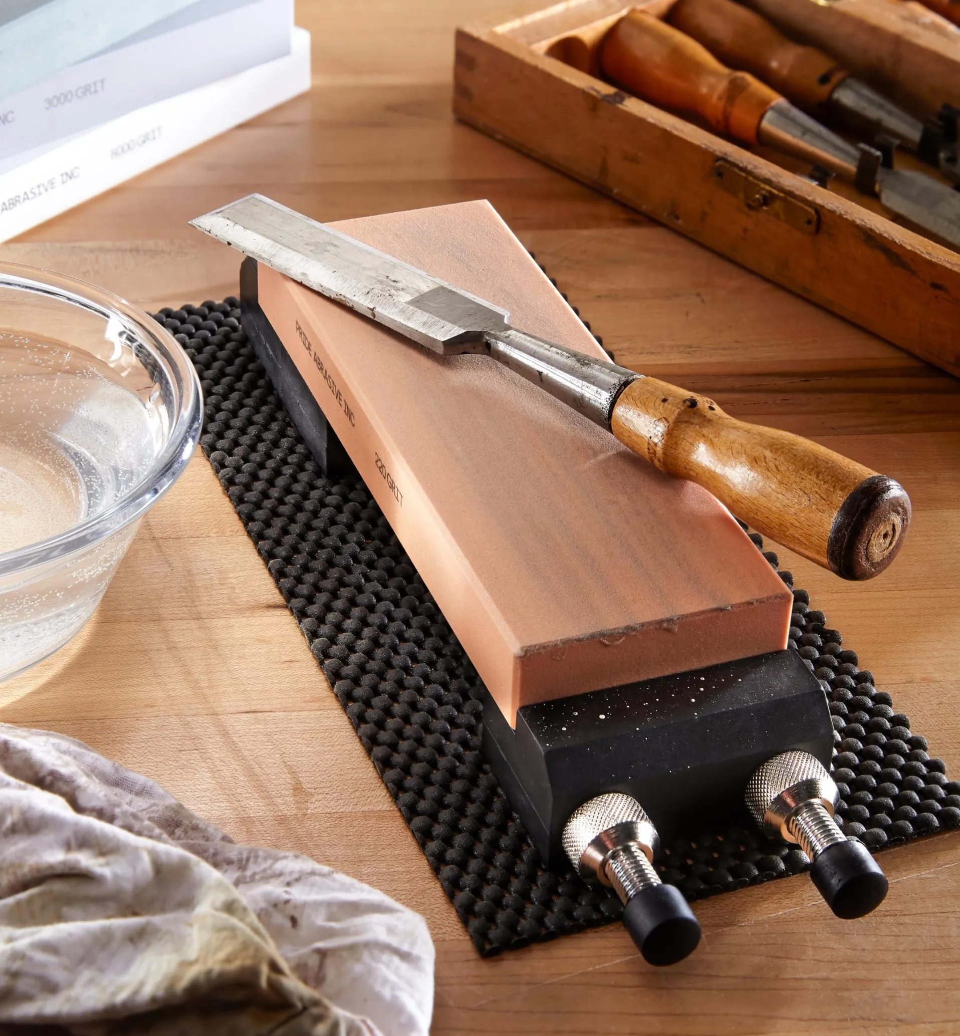 Lee Valley Pride Abrasive Ceramic Water Stones With Wooden Box