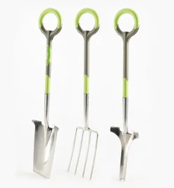 Lee Valley Radius Ergonomic Stainless-Steel Digging Spade, Fork & Weeder Set