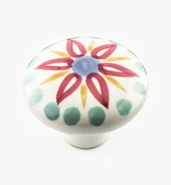 Lee Valley Red Floral Painted Ceramic Knobs