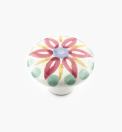 Lee Valley Red Floral Painted Ceramic Knobs