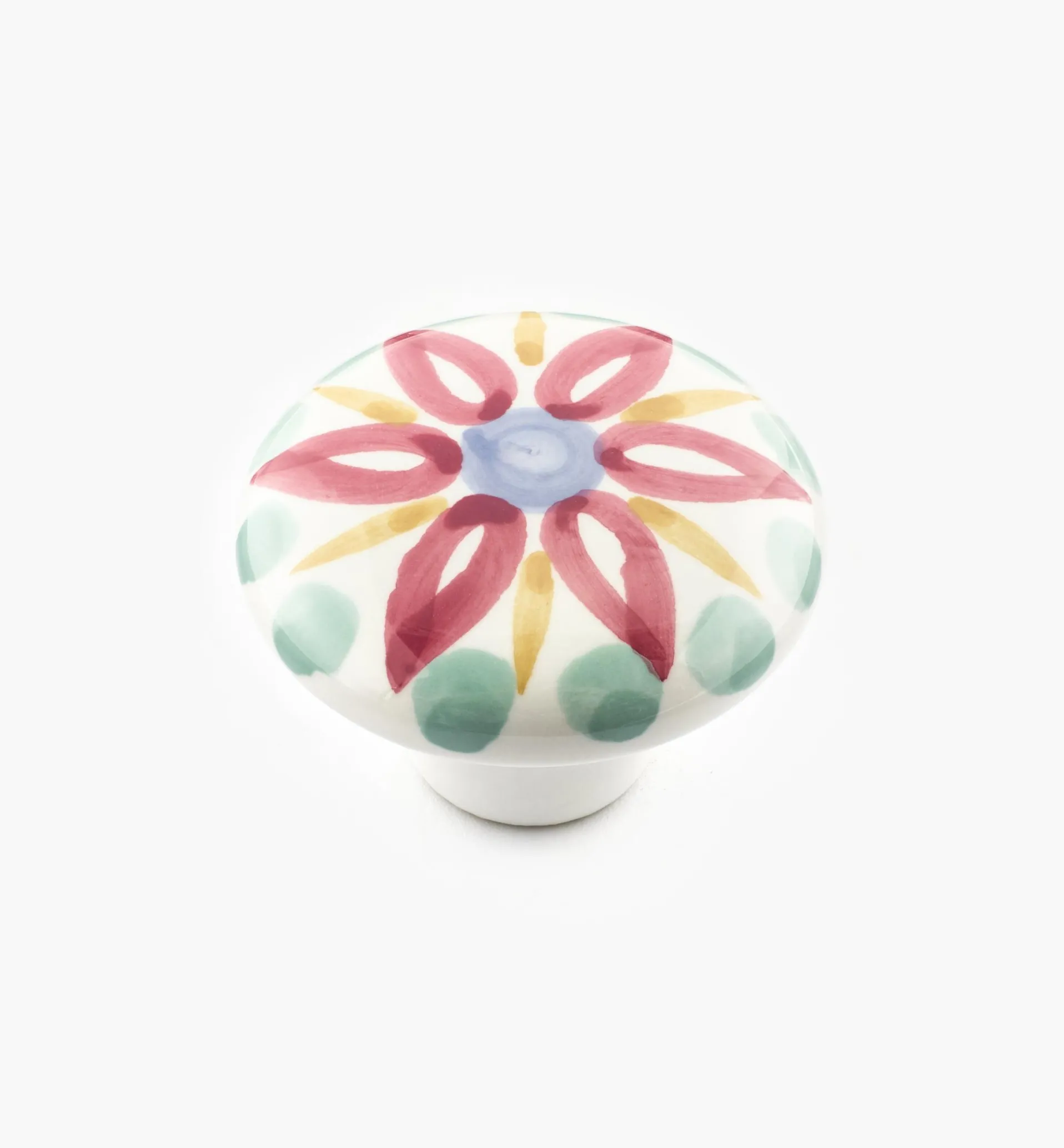 Lee Valley Red Floral Painted Ceramic Knobs
