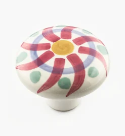 Lee Valley Red Swirl Painted Ceramic Knobs