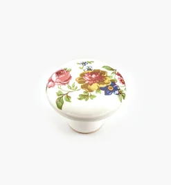 Lee Valley Red/Blue Floral Ceramic Knobs