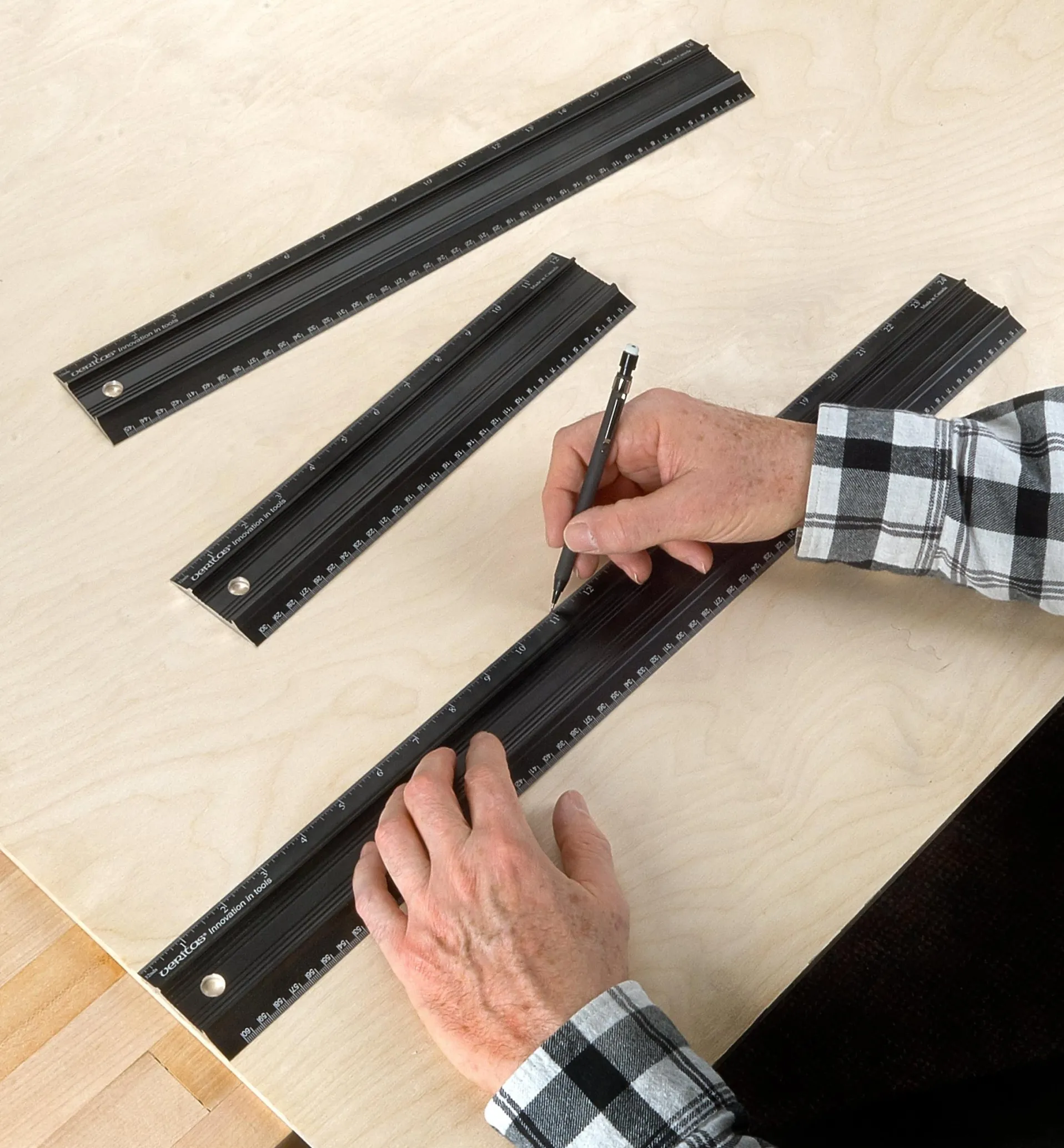 Lee Valley Set Of 3 Veritas Imperial/Metric Shop Rules