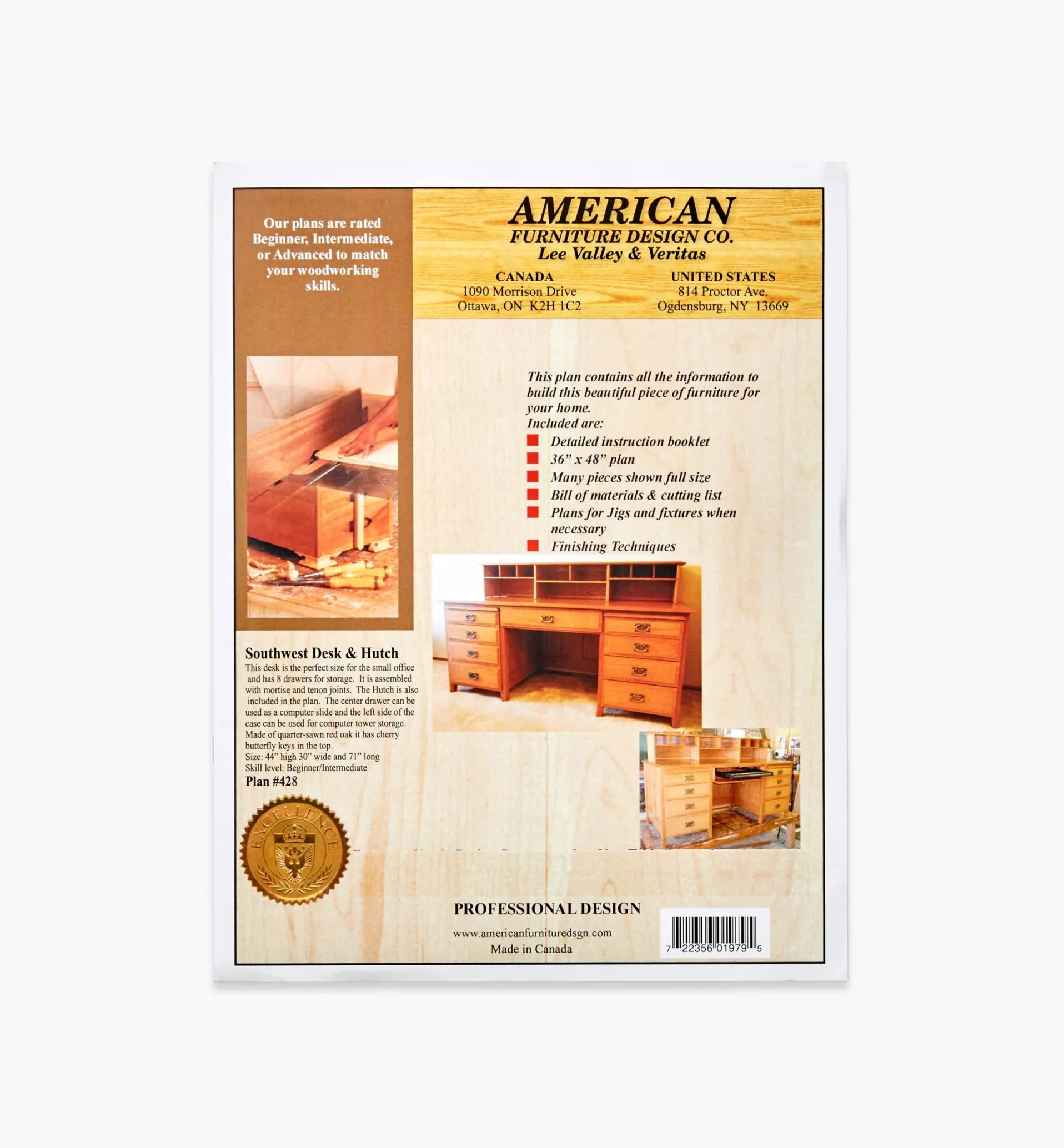 Lee Valley Southwest Desk & Hutch Plan