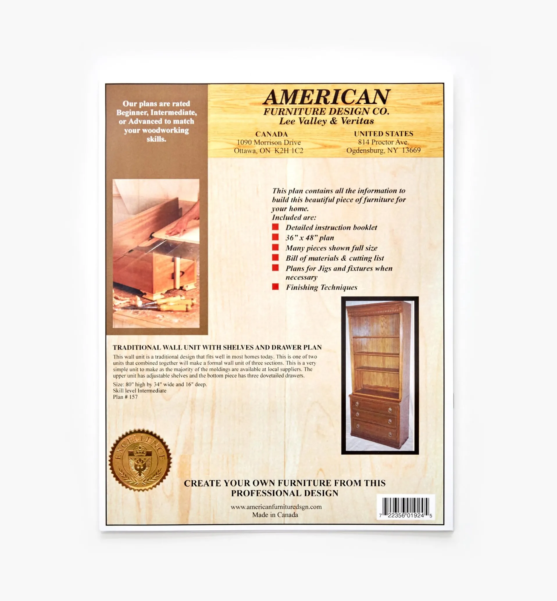 Lee Valley Traditional Wall Unit Plans